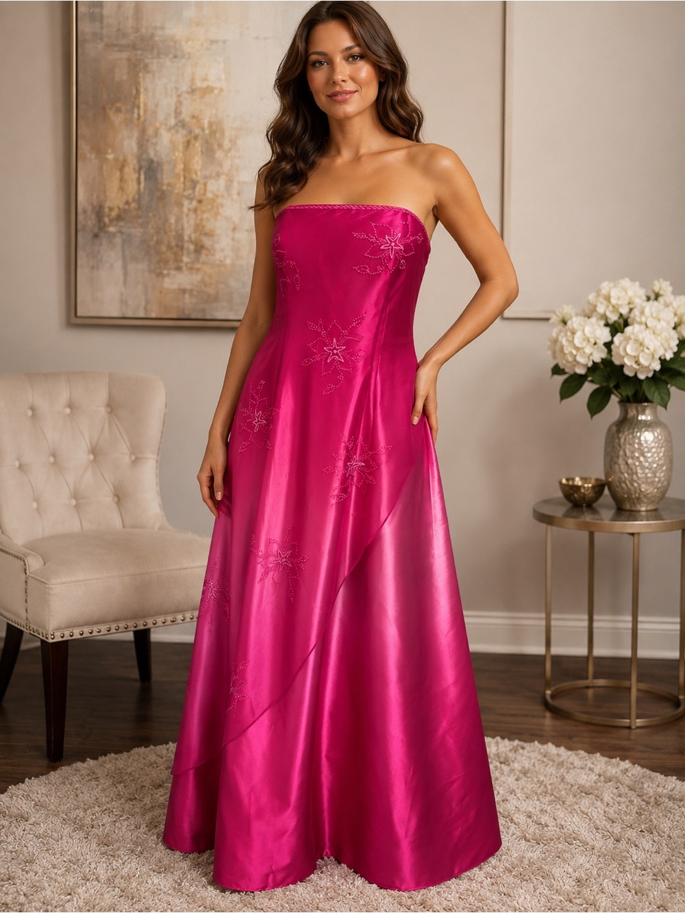 Morgan & Co Strapless Formal Gown – Size 13/14 embellished with beads